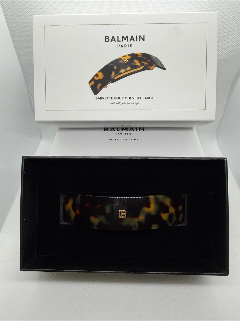 Balmain Tortoiseshell and Gold Resin Hair Clip - Large 18k Gold Plated